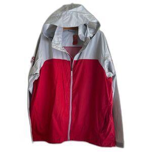 New Columbia Yocha Dehe Golf Club Zip Jacket Red Grey Hoodie Wind Breaker SZ XL